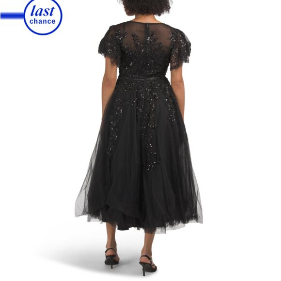 MAC DUGGAL Black Short Sleeve Embellished Maxi Dress - Picture 2 of 2